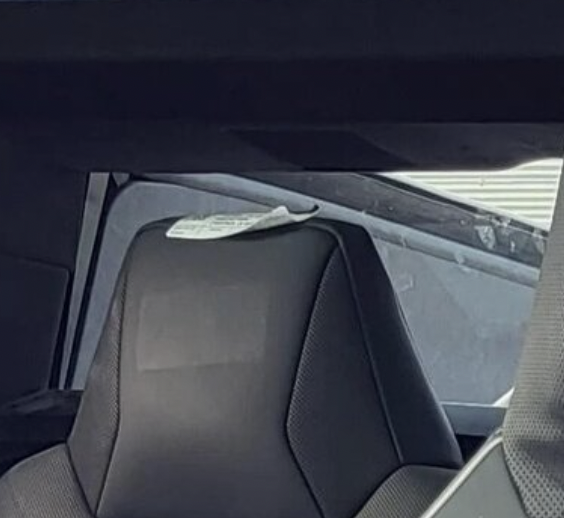 Tesla Cybertruck Closeups!! Dual Motor Cybertruck shows frunk open, alcantara headliner, perforated seats, rectangular steering wheel, VIN # (8/31 pics) 1693524639154