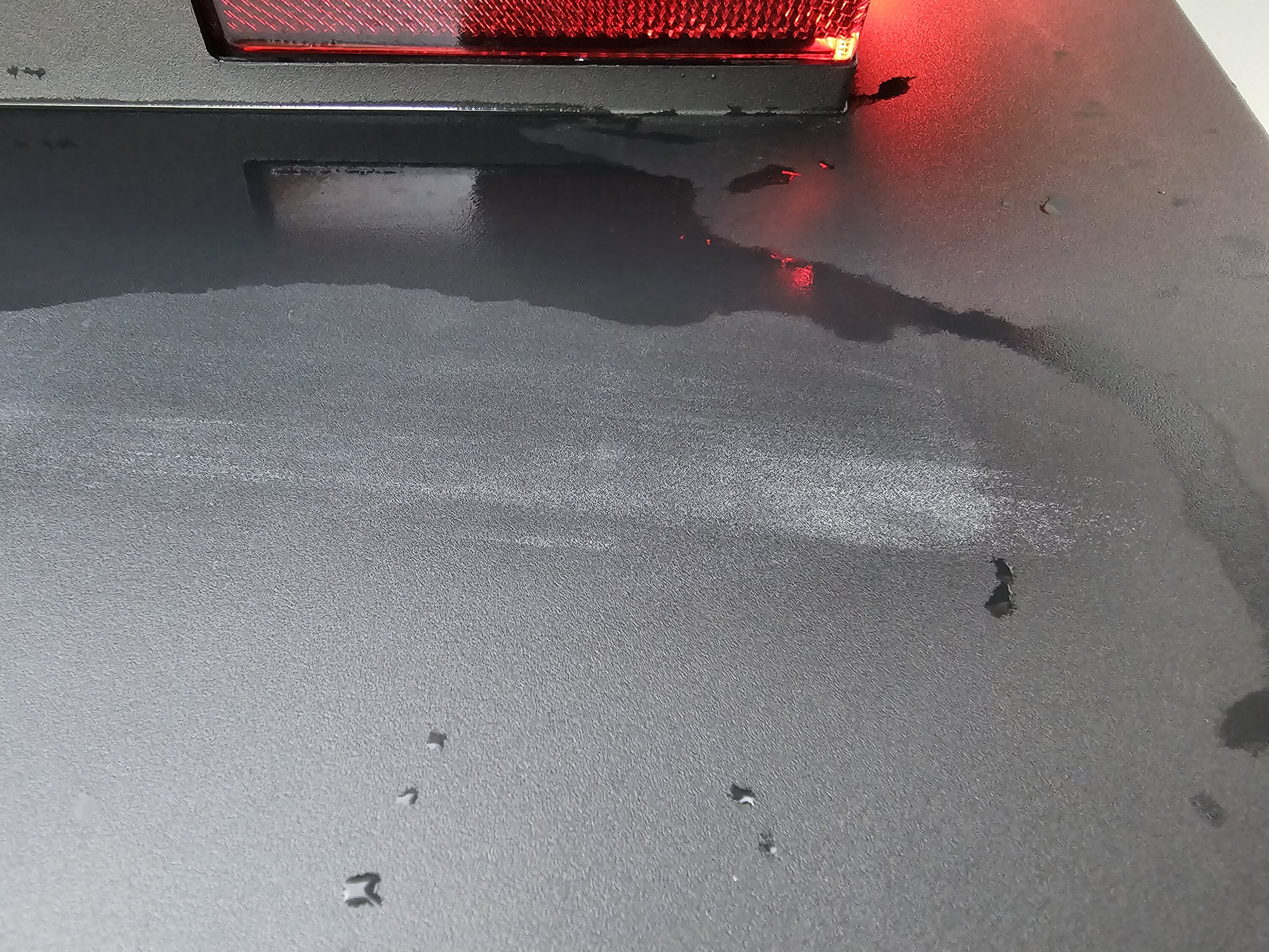 Tesla Cybertruck Bar Keepers Friend stains on bumper 20240323_183511