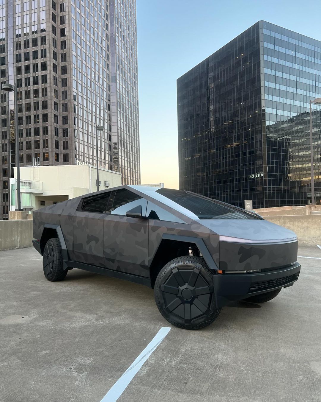 Dark Grey / Black Camo wrapped Cybertruck looks awesome | Tesla ...