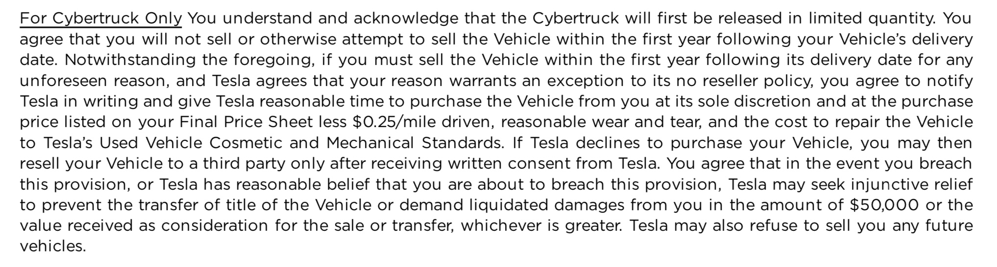 Tesla Cybertruck Question about Tesla buying the Cybertruck back within a year for purchased price less mileage and recondition cost IMG_0659