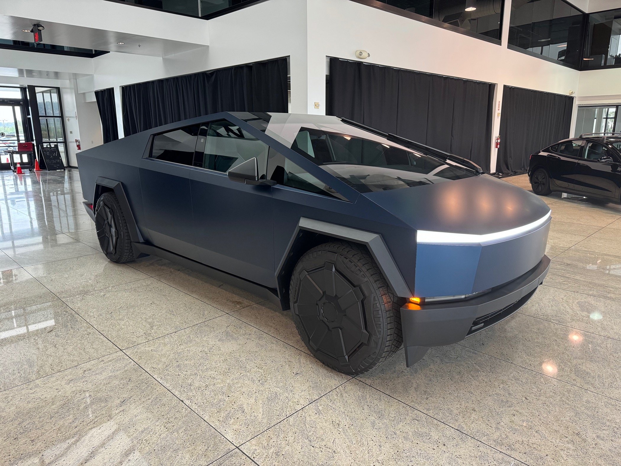 Tesla Cybertruck Official Tesla Satin Abyss Blue PPF color paint film wrap - first look IMG_4023