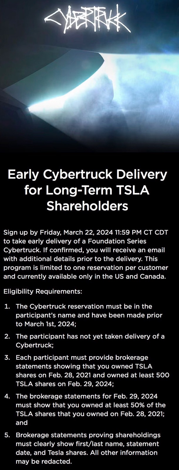Tesla Cybertruck 500 Shares Early CT VIN IMG_9011