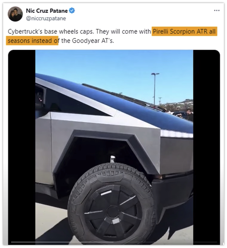 Tesla Cybertruck Base wheel covers w/ Pirelli Scorpion ATR All-Season Tires -- best look yet JUST HAPPENED! Cybertruck Upgraded With 3 All-New Features. What Happens To Old Version? Detai