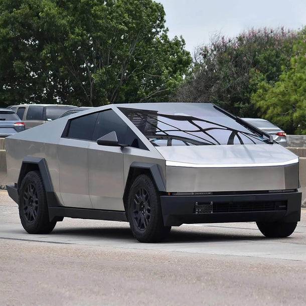 Tesla Cybertruck Back again with something new—Finally found a front plate mount that doesn’t ruin the Cybertruck’s look {filename}
