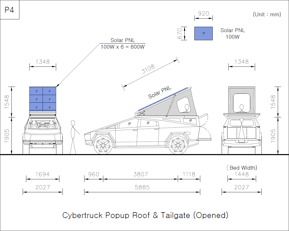 Tesla Cybertruck My Cybertruck pop-up roof tent design P4-칼라