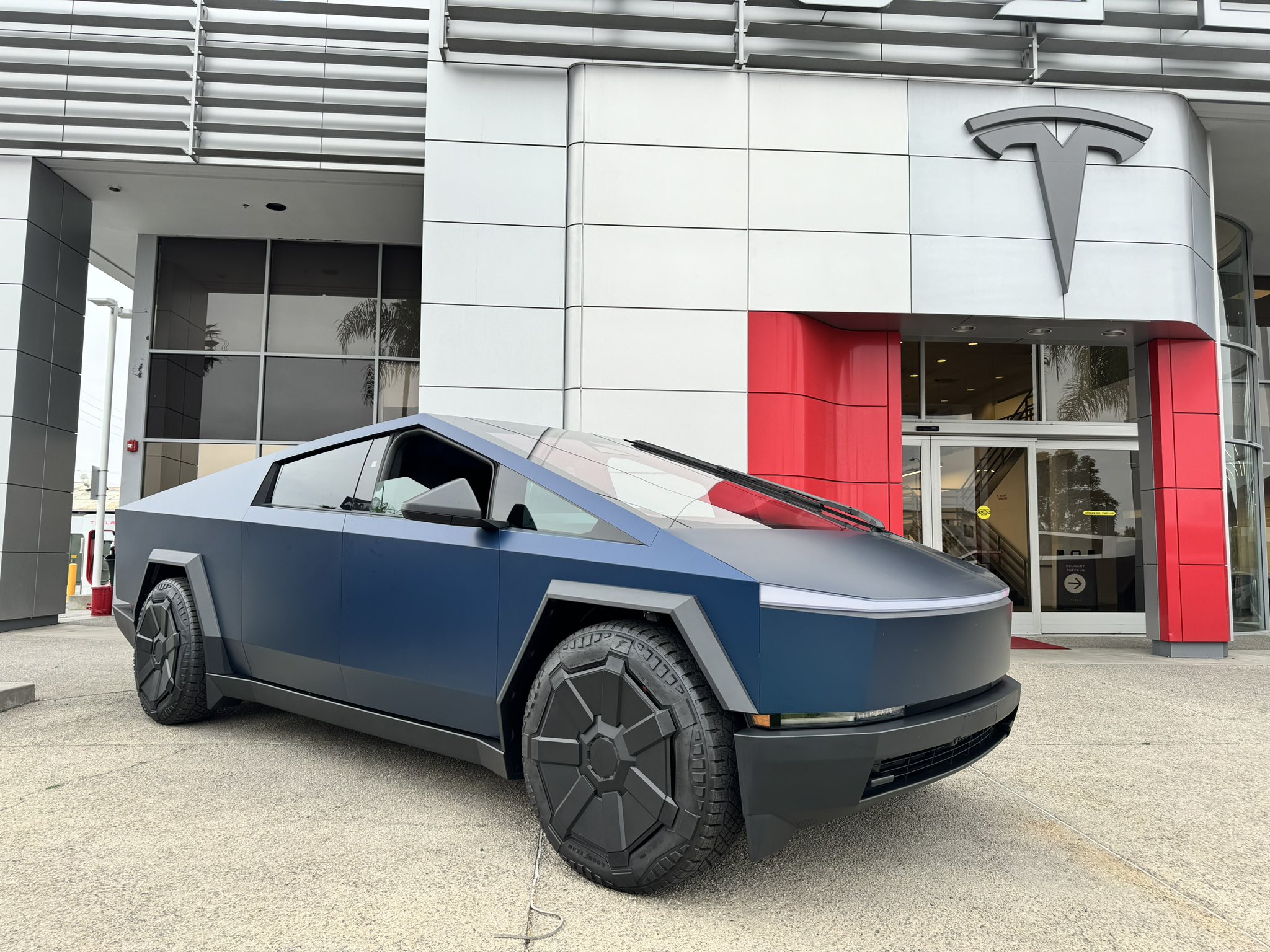 Tesla Cybertruck Official Tesla Satin Abyss Blue PPF color paint film wrap - first look Satin Abyss Blue PPF color wrap Cybertruck 4