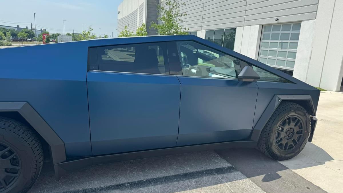 Tesla Cybertruck Official Tesla Satin Abyss Blue PPF color paint film wrap - first look Satin Abyss Blue PPF color wrap Cybertruck 5