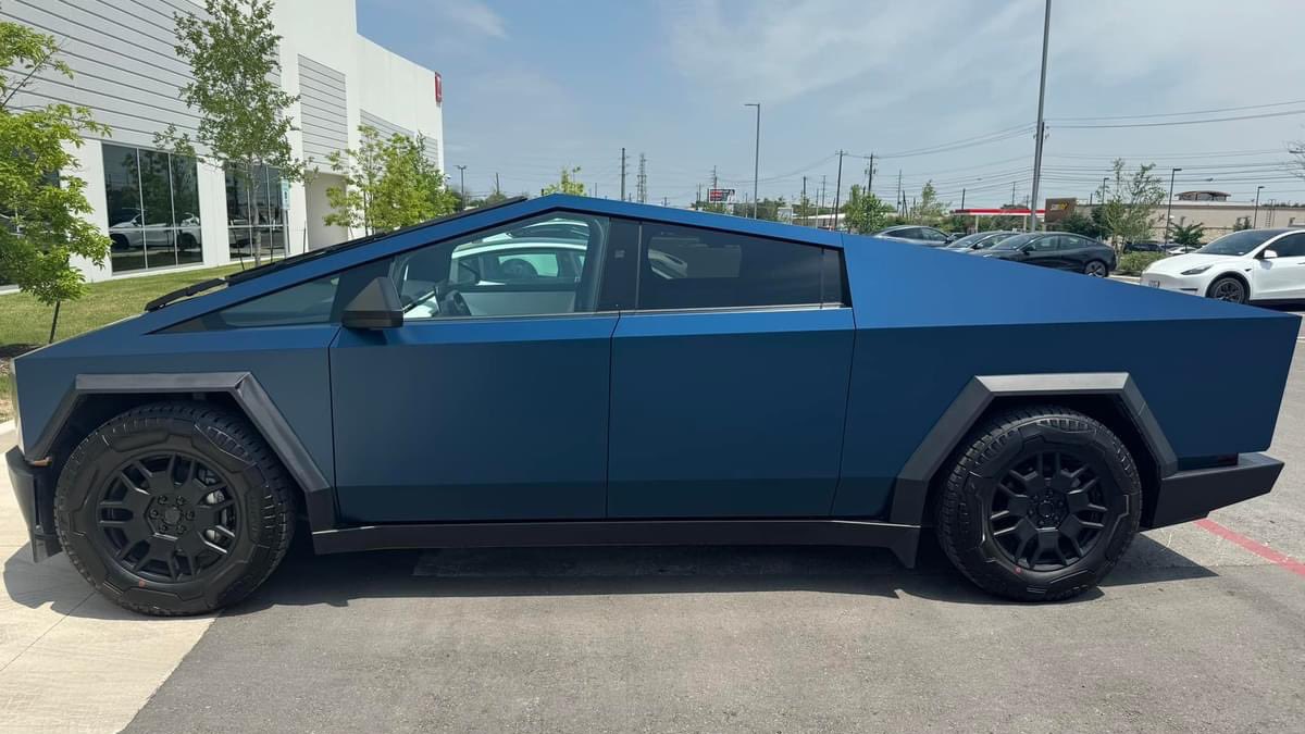 Tesla Cybertruck Official Tesla Satin Abyss Blue PPF color paint film wrap - first look Satin Abyss Blue PPF color wrap Cybertruck 6