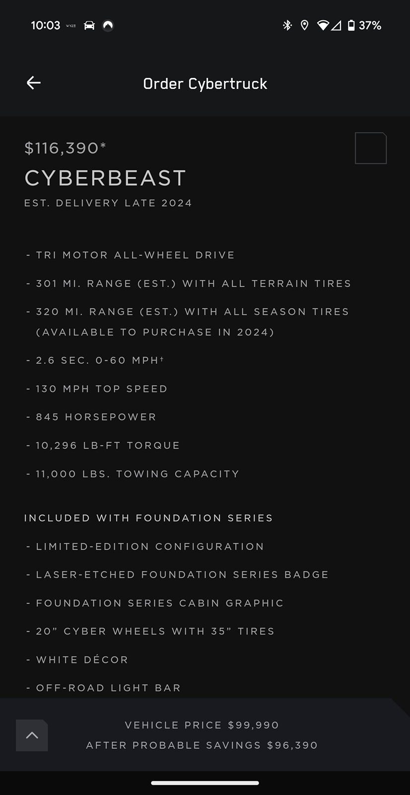 Tesla Cybertruck Tesla updated delivery timelines on CT page Screenshot_20240404-220311