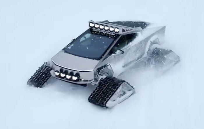 CyberTrax (Cybertruck on Snow Tracks) in Action!