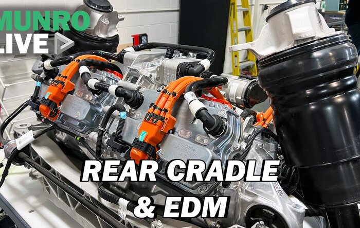 Underneath the Cybertruck - Rear Cradle and EDM (Monro Live Teardown)