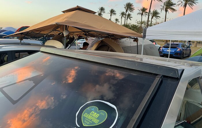 Integrated Light Bar on employee Cybertruck at Coachella!