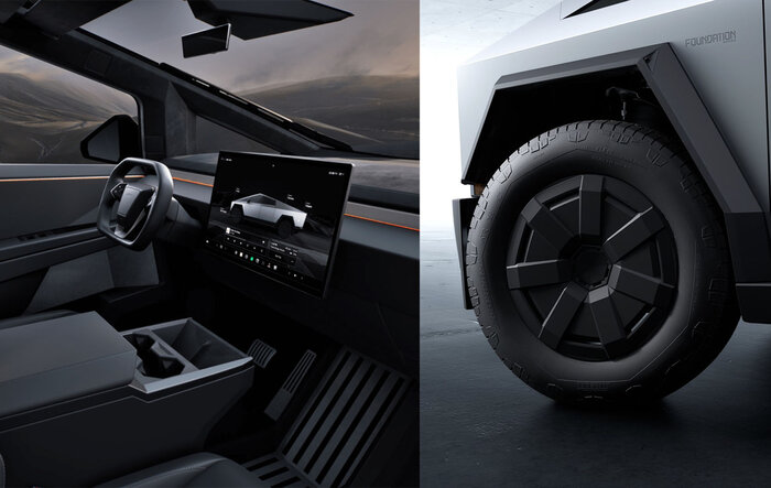 Breaking: Tactical Grey Interior + 20" Core Wheel Design and Aero Cover for Foundation Series Cybertruck