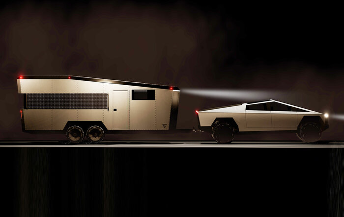CyberTrailer solar powered self-sustaining RV trailer inspired by Cybertruck design