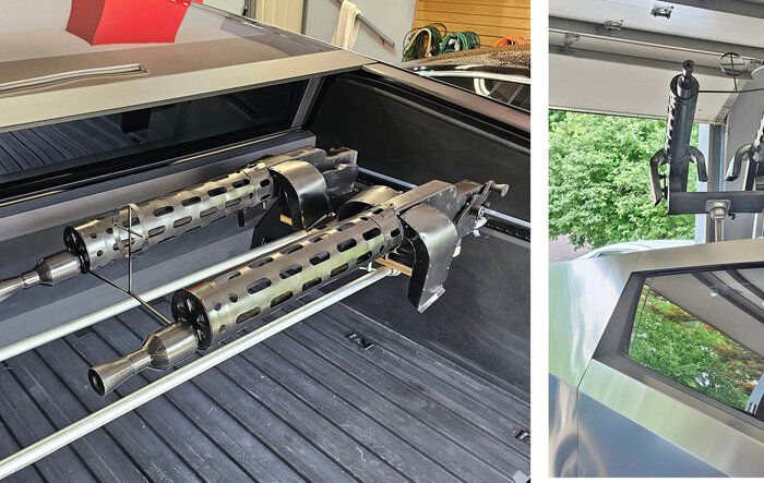Prop machine gun turret (Halo theme) for Cybertruck bed - DIY project now fully functional