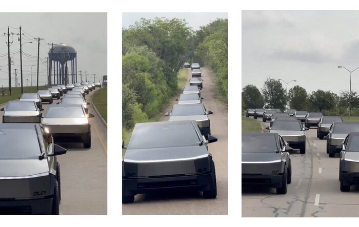 Video: Cybertruck convoy to Cybertruck Rodeo 2024 in Texas, largest CT meet yet w/ 90 trucks!