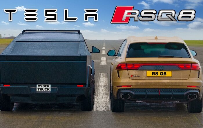 Drag Race: Cyberbeast v. Audi RSQ8 and RS7 [Carwow!]